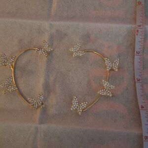 Sparkly pair Rhinestone Butterfly Ear Cuff Earrings-NO Pierce NWOT STUNNING!